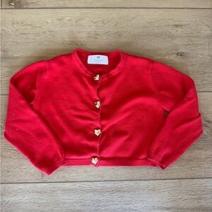 H&M Kids Red Sweater with Heart Buttons